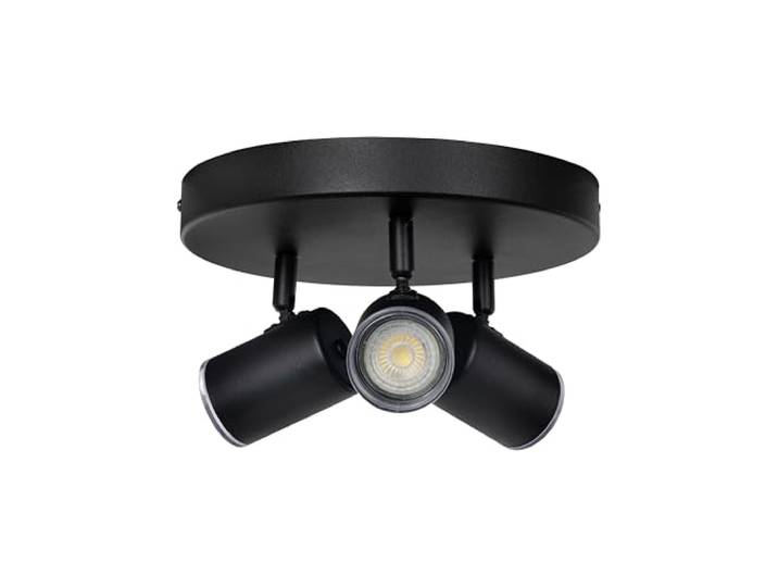 Eglo Plafonnier Consuma 1\, 3 spots orientables\, lampe de plafond pour salle de bains\, luminaire en acier noir\, douille GU10\, IP44\, Ø 25 cm