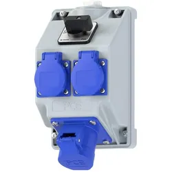 PCE, Mehrfachstecker + Abzweigstecker, PC Electric 160813521 Steckdosen-Verteiler Grau, Blau (CEE 16/3, 2x)