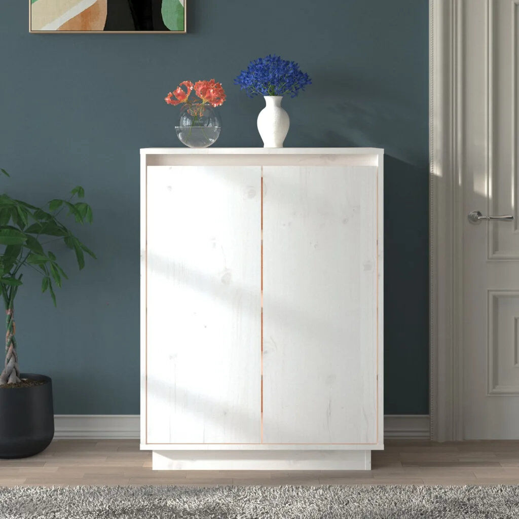 Ebern Designs 6 Pair Solid Wood Shoe Storage Cabinet White 6