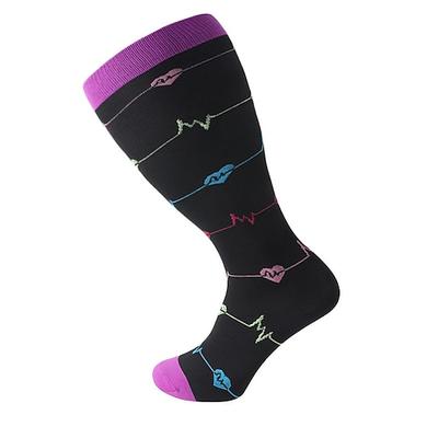 Kompressionssocken in Übergröße, Sportsocken, Laufsocken, 1 Paar, Farbblock-Socken, atmungsaktiv, schweißableitend, bequem, für Fitnessstudio, Training, Fußball, Laufen, Joggen, Radfahren, Sport, Herz