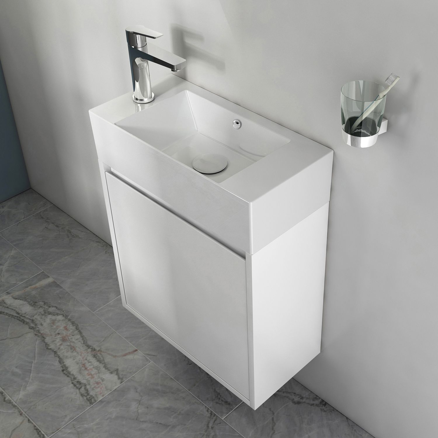 Megabad Profi Collection Pure 2.0 Waschtischunterschrank für Gäste-WC , Anschlag links