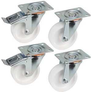 Dörner+Helmer Schwerlastrolle Set 4-teilig, 100mm Ø, Polypropylen, Tragkraft 450kg, mit Bremse