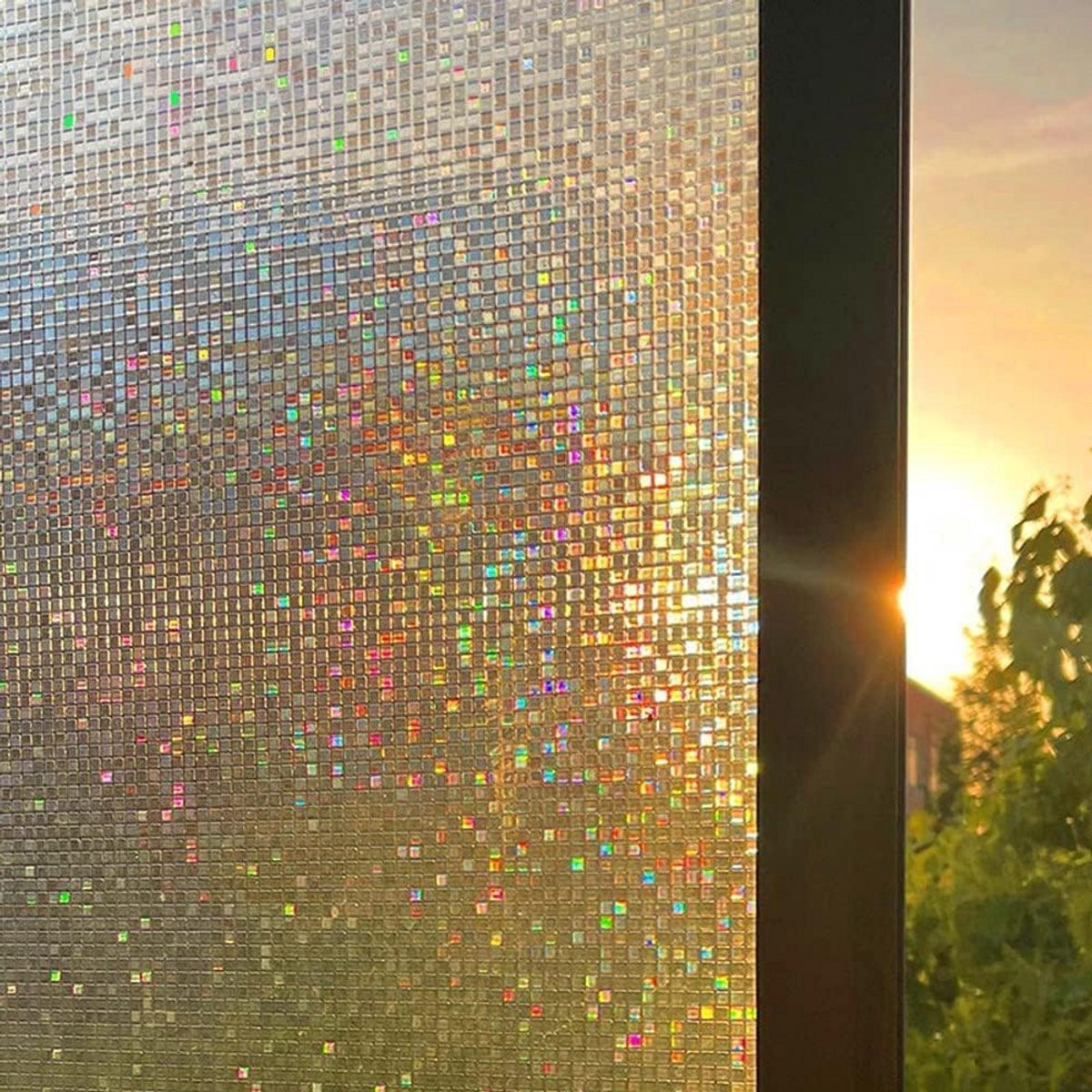 Decoratieve 3D Zelfklevende Raamfolie met Regenboog Effect voor Privacy en Zichtdichtheid