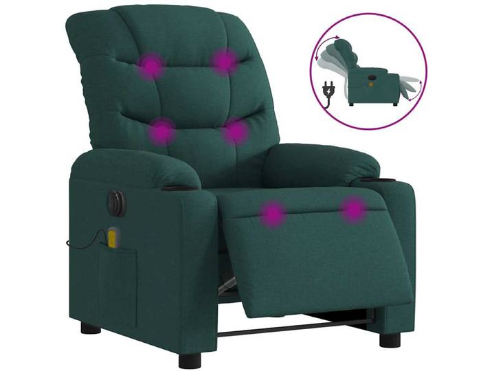 vidaXL - Massagestoel - elektrisch - verstelbaar - stof - donkergroen
