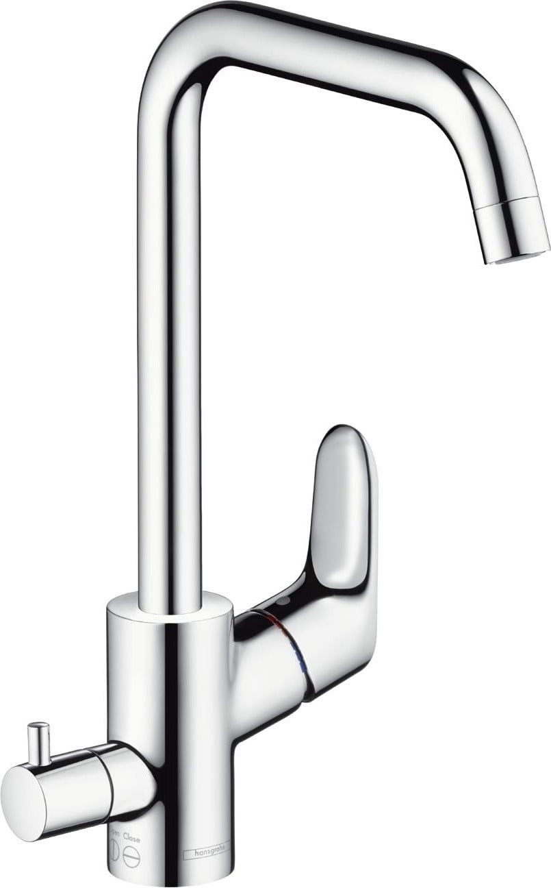 Hansgrohe Focus spoelbakmengkraan met chroom afwerking, hoge zwenkbare uitloop en afsluitventiel voor apparaten