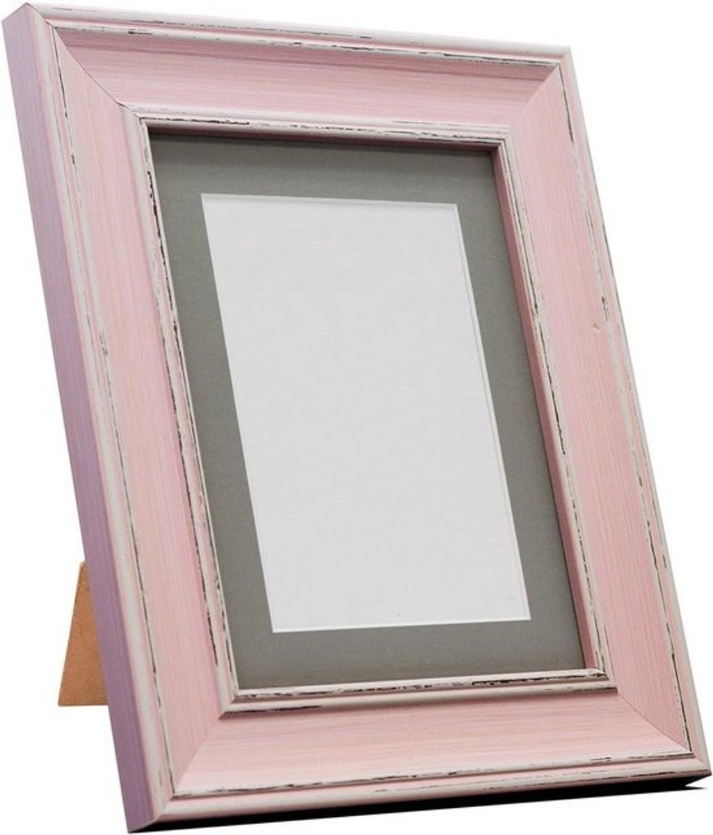 Vintage Roze Fotolijst met Donkergrijze Passe-partout voor A4 Foto's