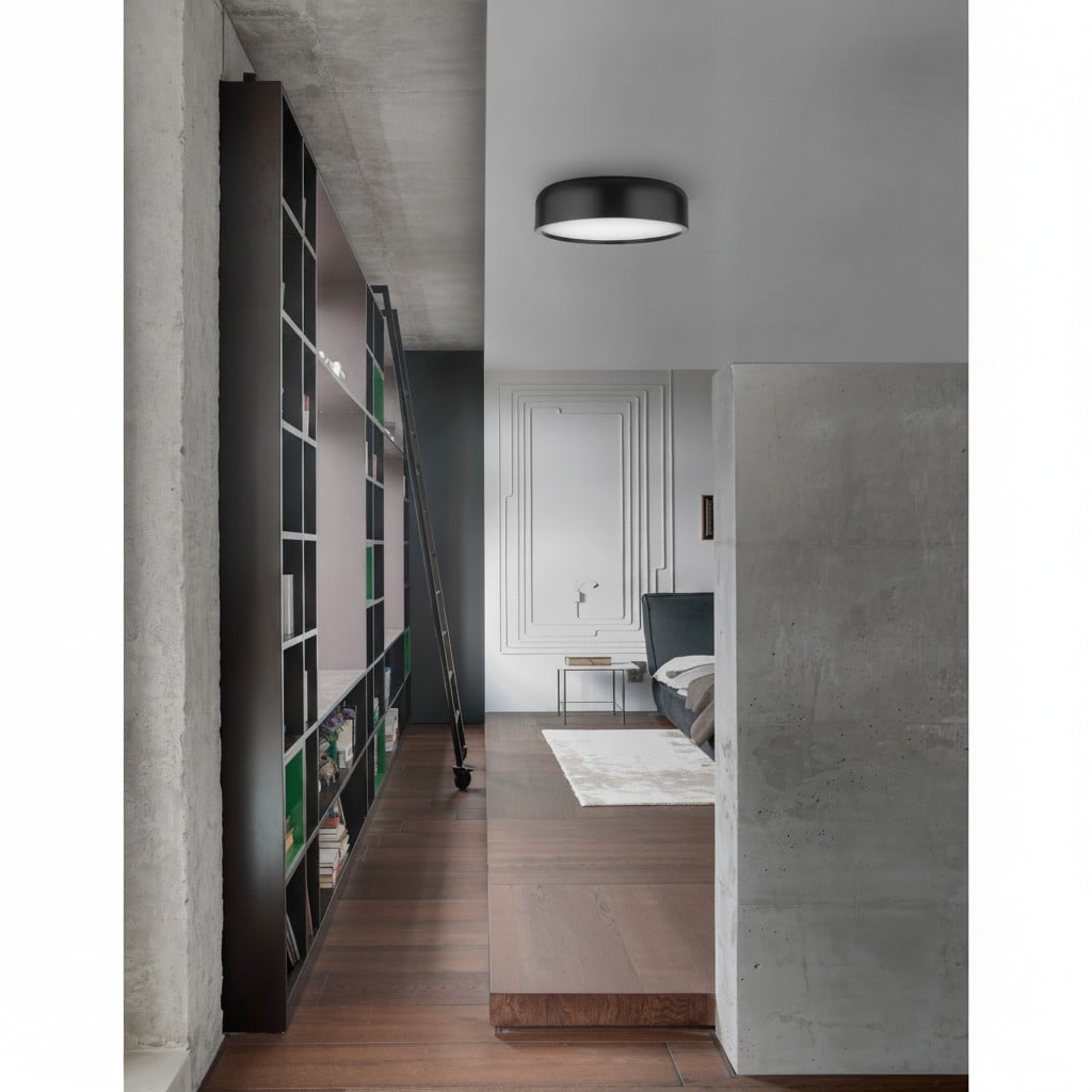 Lyora Design plafondlamp Perleto zwart ronde metalen lamp Ø 48 cm