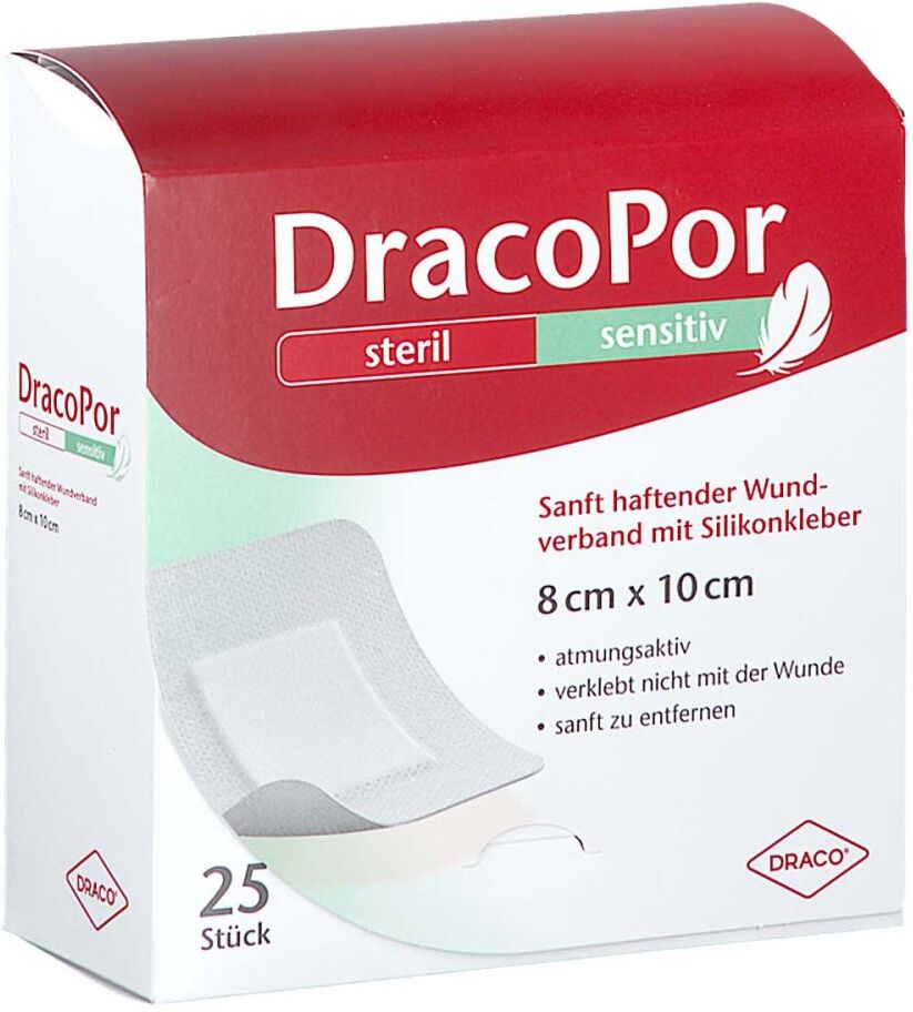 Dracopor Sensitiv 8x10 Cm Steril M.silikonkleber