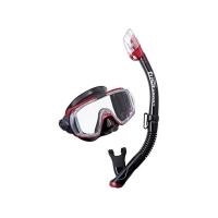 Visio Tri-Ex Schnorchelset - Black - Metallic Dark Red