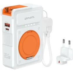 4smarts 6in1 Hybrid Charger Lucid (10000 mAh, 22.50 W, 37 Wh), Powerbank, Weiss, Orange