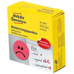 Avery Zweckform Etikett Gesicht 3859 19mm rot 250 St./Rolle