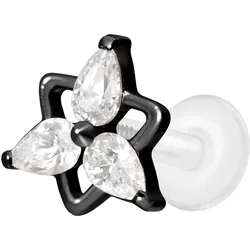PTFE Labret mit Innengewinde + Titan-Aufsatz KRISTALLBLUME