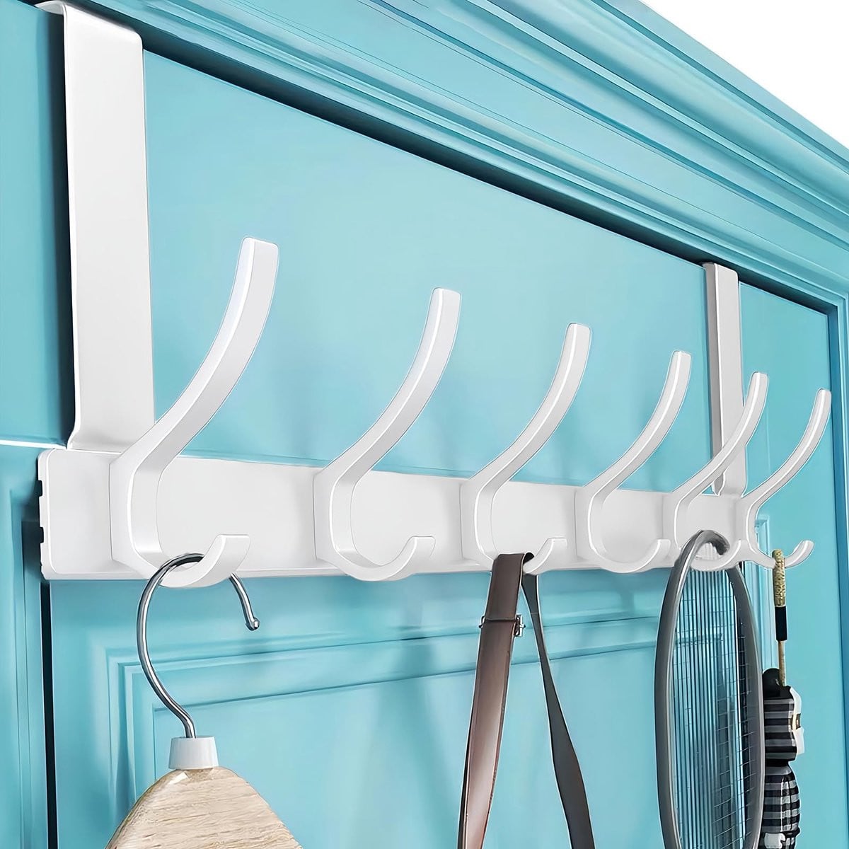 Dailygoods Deurkapstok met 6 Haken - Antikras en Antislip Deurgarderobe