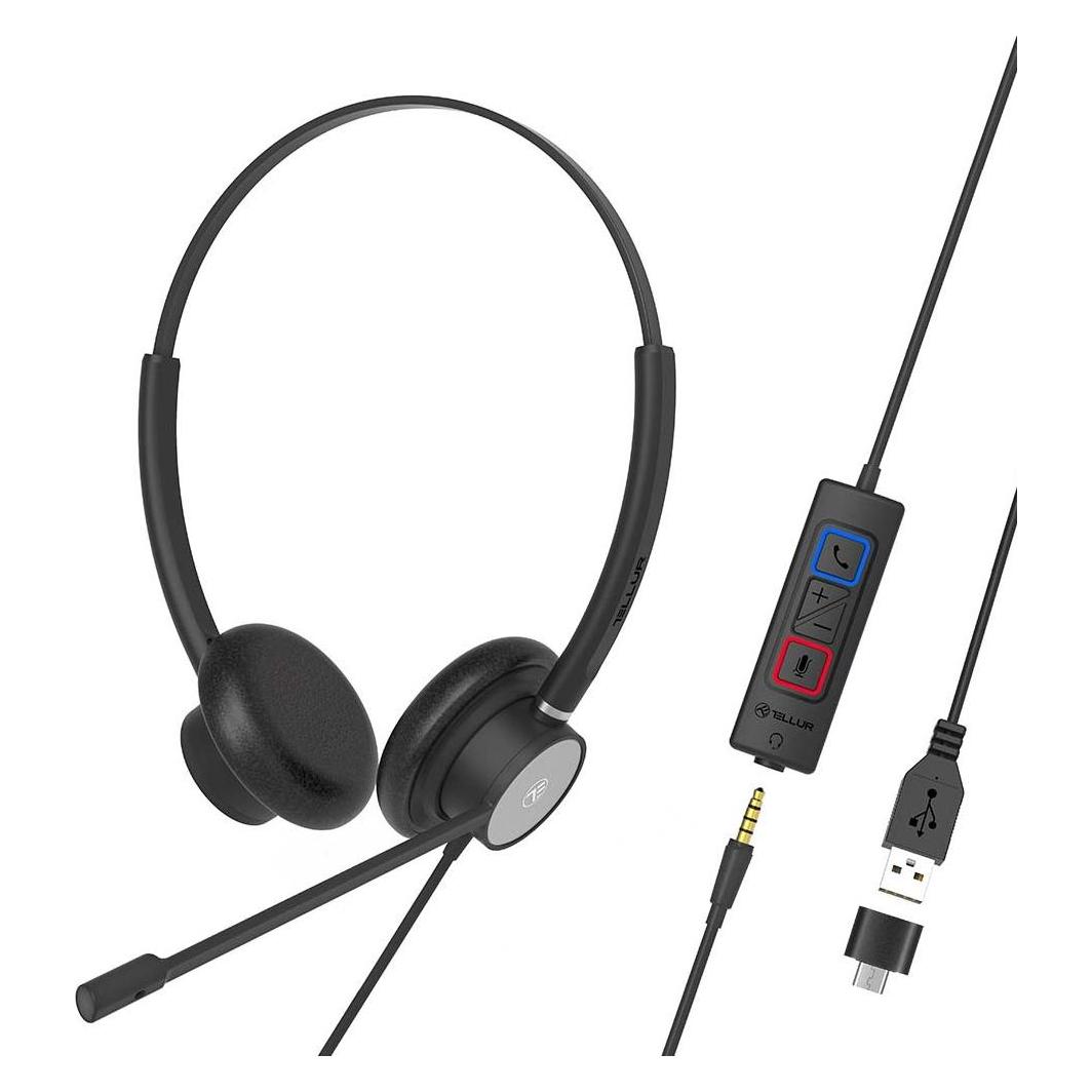 Tellur Voice 420 wired headset binaural black (Kabelgebunden, USB-A) (TLL411006)
