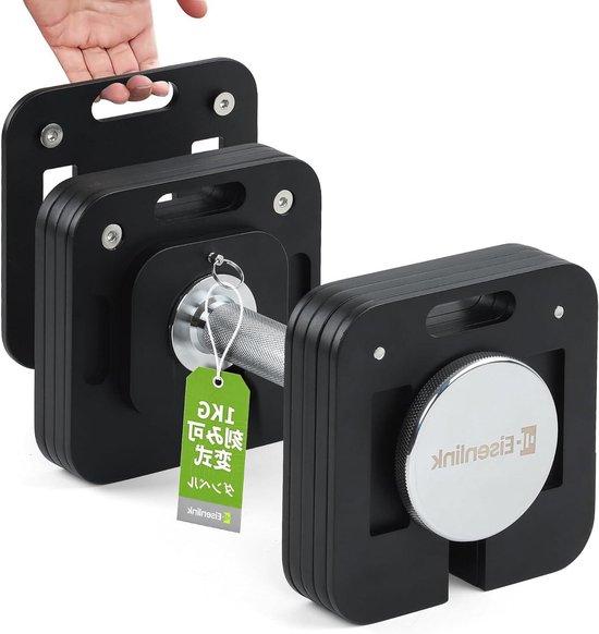 Verstellbares Hantelset - Fitness-Gewichtssatz - Krafttraining - Innovatives Verriegelungssystem - 36 kg - Schwarz
