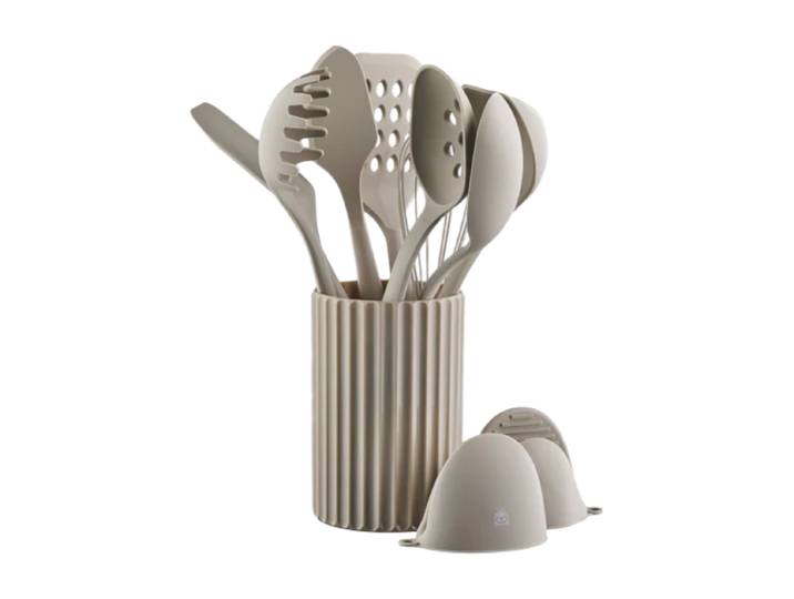 BJÖRN Set d'ustensiles de cuisine en bois et silicone GUNNAR - 11 pièces