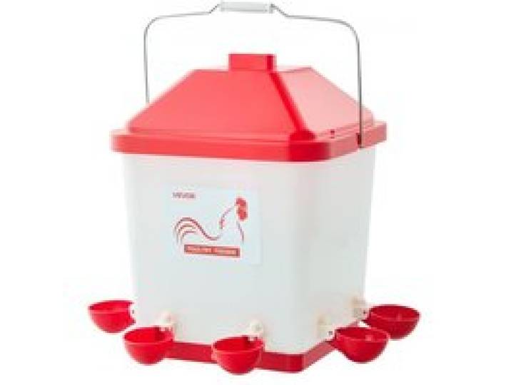 VEVOR Hühnertränke 19 L, Automatische Geflügeltränke mit 6 Wassernäpfen, Wasserspender, Schwerkrafttränke mit Griff & Dichtungsring, wasserdichtes PP-Material, verlustfreies Design, für Hühner