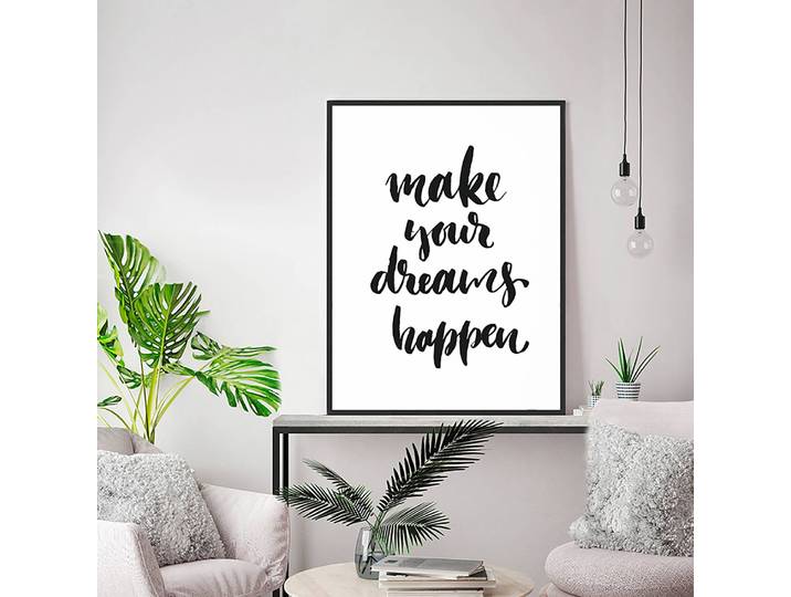 Tableau déco Make Your Dreams Happen Cadre : hêtre massif verni Revêtement : plexiglas Multicolore 62 x 82cm