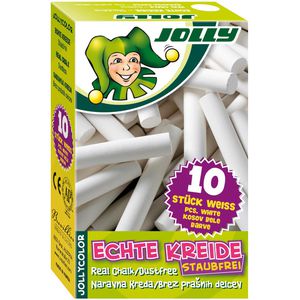 Jolly Kreide 8300-0001, 10 Stück, Tafelkreide, rund, weiß