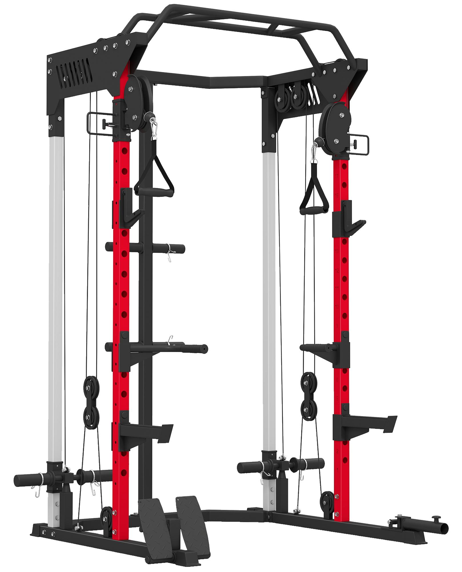 SPORTNOW Power Cage Power Rack mit verstellbarem Kabelzugsystem, multifunktional