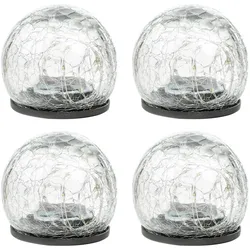 HI, Gartenbeleuchtung, Solar-Kugelleuchten Crackle Glas mit Erdspiess, 8er-Set