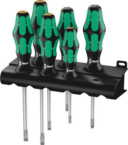 Wera 334/355/6 Rack Werkstatt Schraubendreher-Set 6teilig Schlitz, Kreuzschlitz Pozidriv