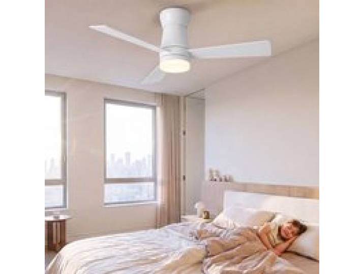 Ventilateur de Plafond avec LED - 52 Pouces - 3 Pales en Contreplaqué Silencieux - Style Moderne - Blanc