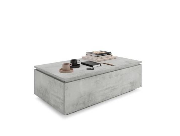 MOBILI FIVER, Couchtisch mit Stauraum, X, Grauer Beton, Made In Italy