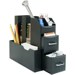 Kaffeestation für Zubehör MCW-L97, Tee Kaffee Organizer Aufbewahrungsbox mit 2 Schubladen und 7 Fächern, 29x14x33cm