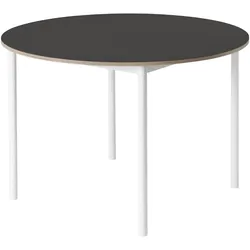 Muuto Base Tisch rund, Ø 110 cm, schwarz linoleum / weiß