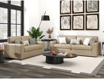 Roundhill Furniture Sakan Leather Upholstered 2-Piece Living Room Set, Sofa and Loveseat