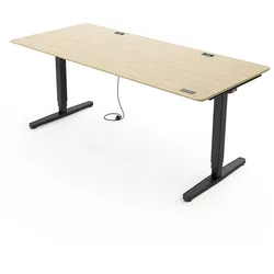 Yaasa Desk Pro Nature, 180x80 cm, Bambus/Schwarz - Elektrisch höhenverstellbarer Steh-Schreibtisch