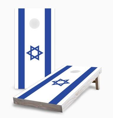 Skip's Garage Israeli Flag Corn Hole Board Set with Hole Lights
