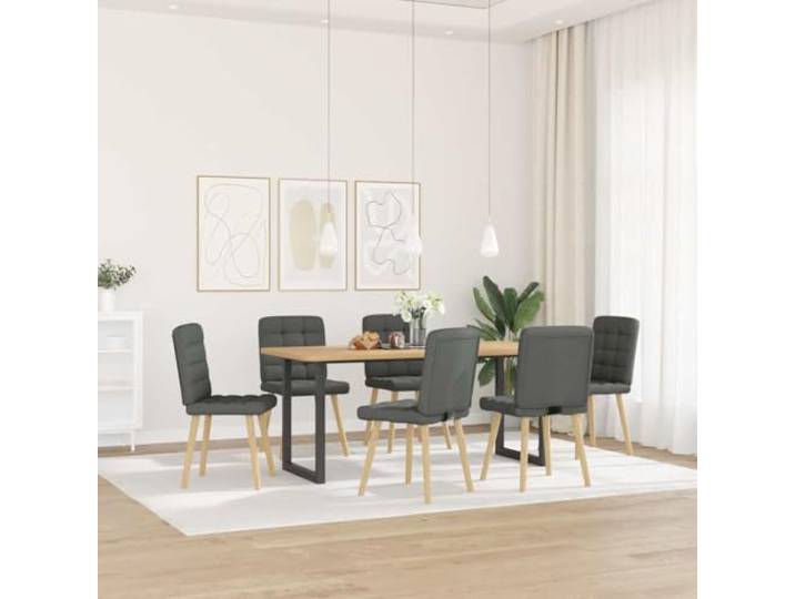 HKLGBVCR 6 Esszimmerstühle, dunkelgrau, Polyestergewebe Rahmen aus Metall und Holz, Sitzfläche aus dickem Schaumstoff, Wohnzimmer, Gästezimmer, elegantes Design