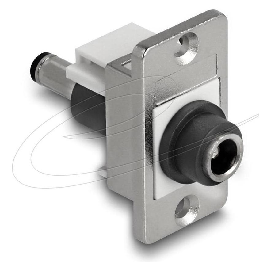 Delock Panel Mount DC 5,5 x 2,1mm Buchse zu DC 5,5 x 2,5mm Stecker silber / weiss / schwarz (Antennenkabel) (90885)