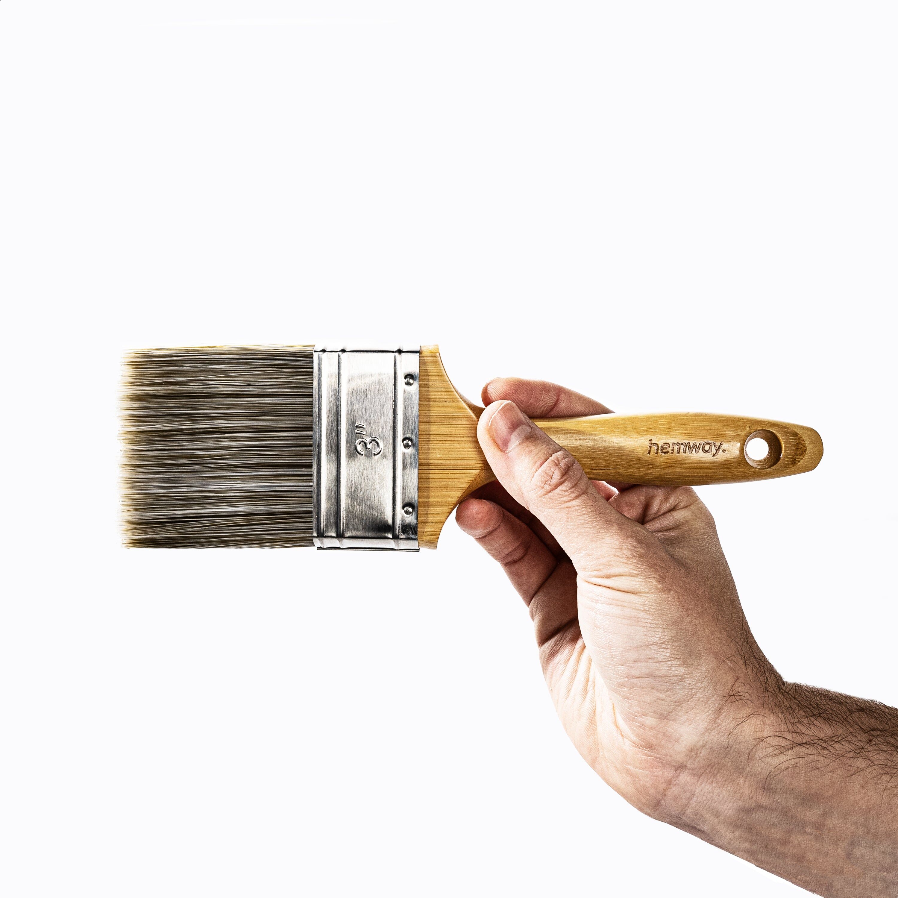 Hemway Premium 3 Inch Bamboo Flat Paint Brush   For Indoor Outdoor Emulsion Paint & Varnish - 3 Inch