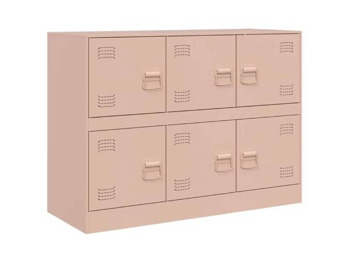 Buffet bas séjour {1 pièce} meuble de rangement design épuré rose 99x39x73 cm acier foj21l48