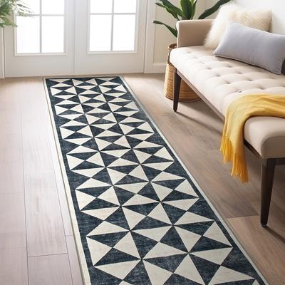 World Rug Gallery Geometric Diamond Washable Non-Slip Area Rug