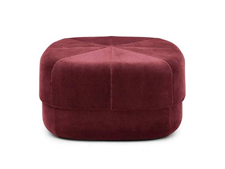IXMLDAXD Der Stuhl, Soft Velvet Round Ottoman - Orange Padded Coffee Table Footstool for Living Room & Bedroom Extra Seating(Red Wine,65x65x36cm(26x26x14inch))