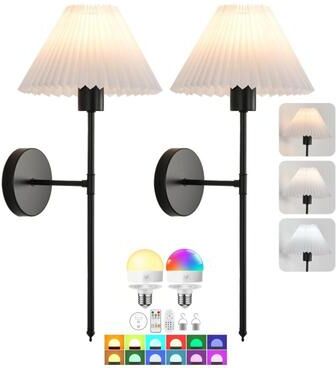 Friendly Fresh Finds Wireless Wall Light Battery Powered RGB Wall Sconce With Remote Detachable Rechargeable Bulb gold nature White(3500 5500k)