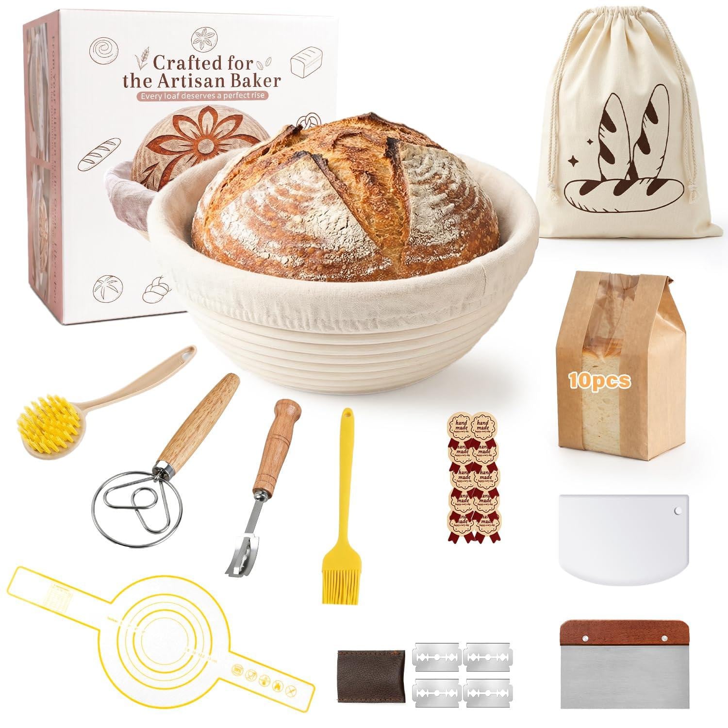 Dripio Broodgistmand-set met accessoires, Bruin, 23 cm