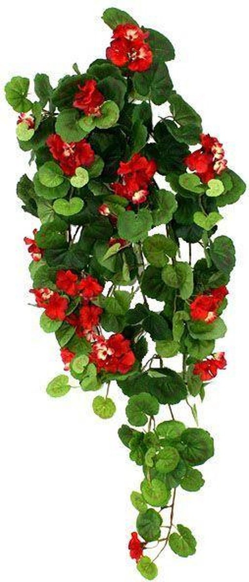 Maxifleur Geranium kunst hangplant - Rood - 90 cm