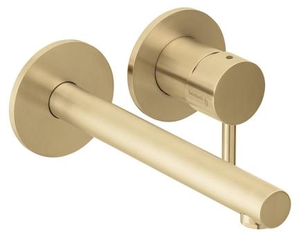 Herzbach DESIGN iX PVD Waschtisch-Wandbatterie Farbset 210mm Brass Steel