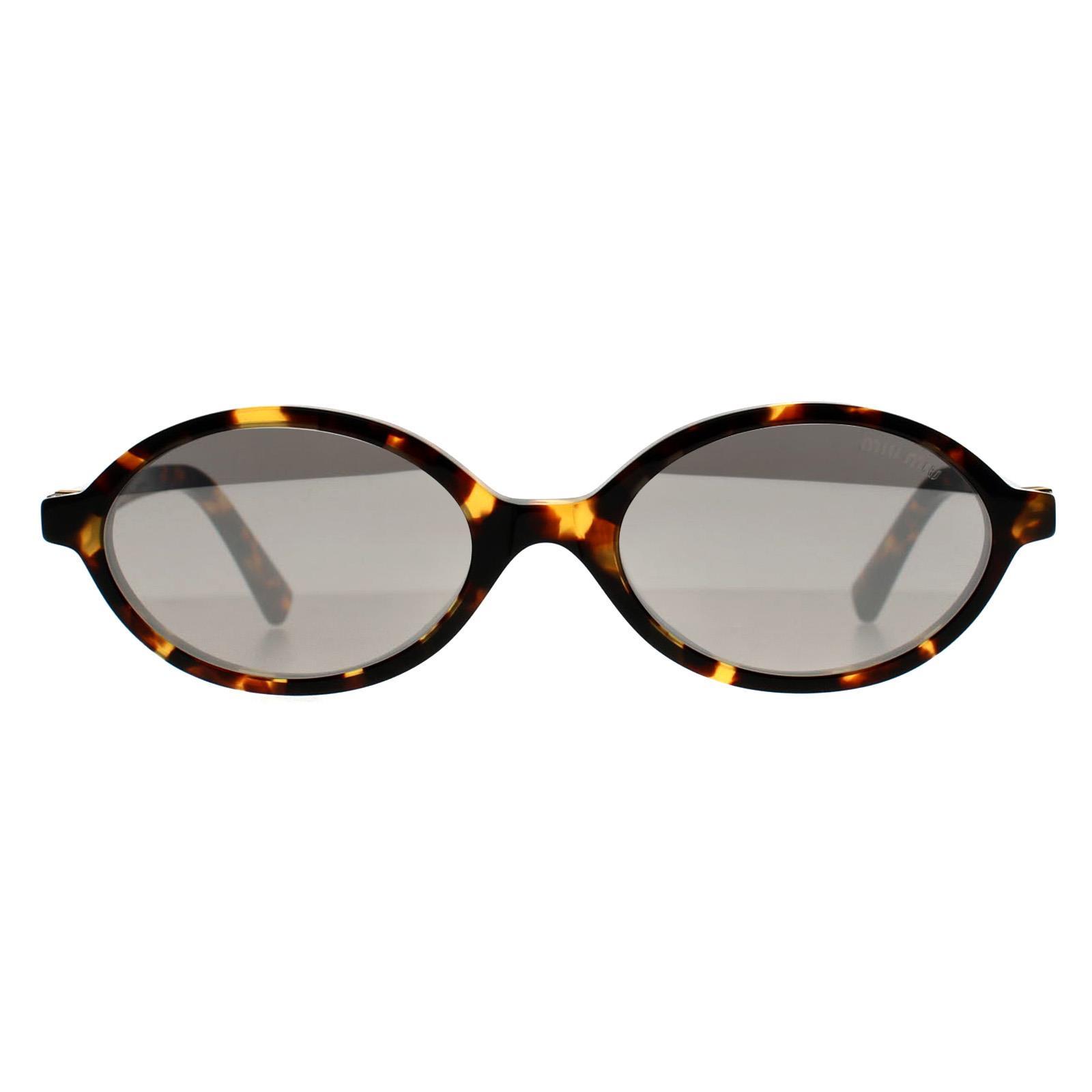 Miu Miu Oval Damen Honig Havanna Hellgrau Silber Spiegel MU 04ZS