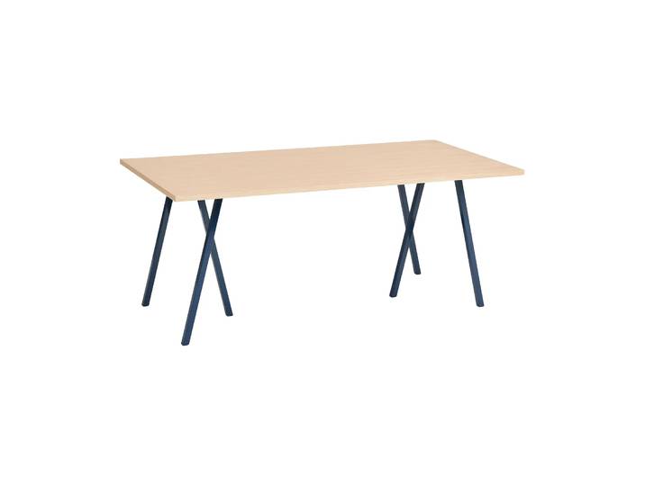 HAY Loop Stand Esstisch 87,5x180 cm Deep blue-clear lacq. oak