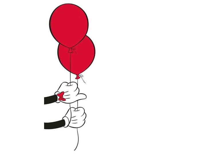 Bild KOMAR Mickey Mouse Balloon , schwarz (farbe bild(er): schwarz), B:30cm H:40cm, Holz, Papier, Bilder, Bild, Wandbild zur Dekoration im Kinderzimmer - ohne Rahmen