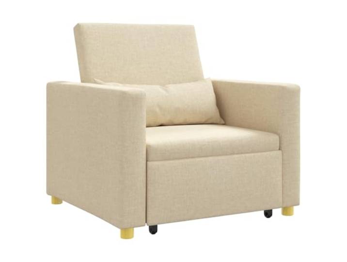 Tmriohed 3-in-1 Schlafcouch Einzel Creme 90x165x87 cm Stoff Platzsparendes Schlafsofa mit Rollen und Lendenkissen für flexibles Wohnzimmer oder Gästezimmer.