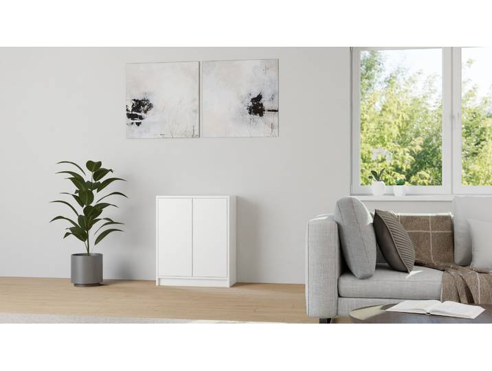 Weißes Sideboard mit Flügeltür MDF Beschichtet MDF Weiß matt