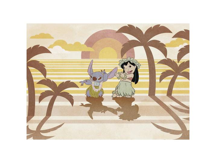 Disney Fototapete Lilo AND Stitch Hula Harmony, Gelb, Braun, Beige, Cartoon, 350x250 cm, Tapeten & Wandverkleidungen, Fototapeten