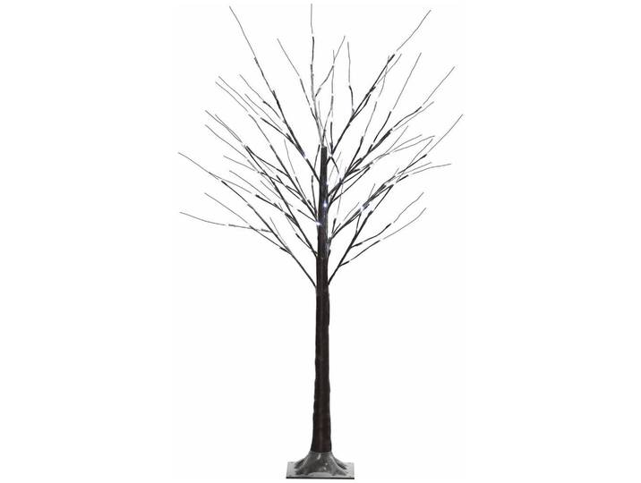 Homcom 150 cm Kunstbaum, Birkenbaum mit 96 Led, Kunstschnee für Party, Braun, Kunststoff, 22x150x22 cm, Dekoration, Weihnachtsdekoration